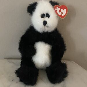 Vintage 1993 Ty Beanie Babies 9" CHECKERS Panda Bear Retired King Me Articulated
